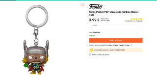 Llavero Funko Pocket POP de zombies Marvel Thor por 3,99€