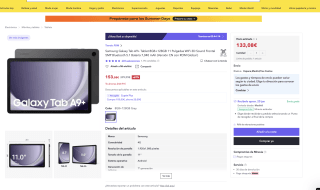 Tableta Samsung Tab A9+ 8GB/128GB WiFi por 133,08€