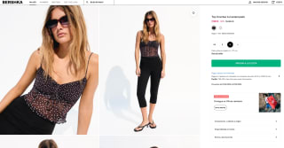 Top Bershka tirantes tul estampado Mujer por solo 7,99€