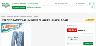 Jeu de 2 rampes pliables aluminium pliables à 118€