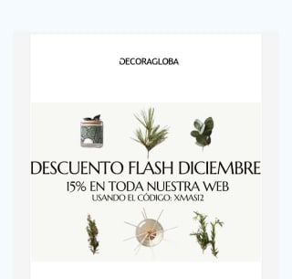 -15% de Descuento en toda la Web Decoragloba.