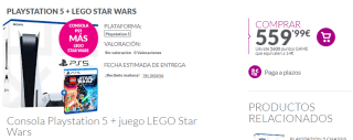 Recopilación Packs consolas PS5 + videojuegos + 14€ regalo en GAME desde 559,99€