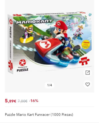 Mario Kart Funracer 1000 piezas por 5,89€.