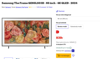 Samsung The Frame QLED LS03D (2024) 65" Wit voor €825 bij Bol