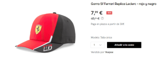 Gorra del piloto Charles Leclerc Scuderia Ferrari F1 por 7.99€