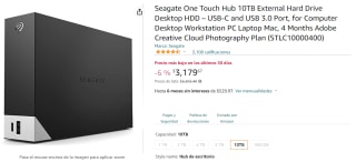 Seagate One Touch Hub 10TB a $3,180 en Amazon