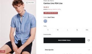 Camisa de Lino Pedro del Hierro para Hombre por 17.99€