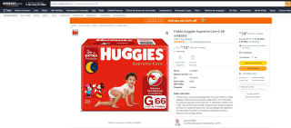 Fralda da Huggies, modelo Supreme Care G com 66 uni - R$ 74,90