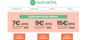 Hasta 15€ descuento según importe de compra desde Naturitas