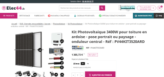 Kit Photovoltaique 3400W pour toiture en ardoise à 1305,73€