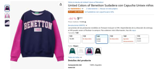 United Colors of Benetton Sudaderas por 9,95€ varios colores