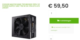 Cooler Master MWE 750 Bronze - V2 230V voor €59,50 bij Sicomputers