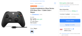 Control Xbox Series X/S Xbox One + Cable Usb-C por $816 en Mercado Libre con cupón