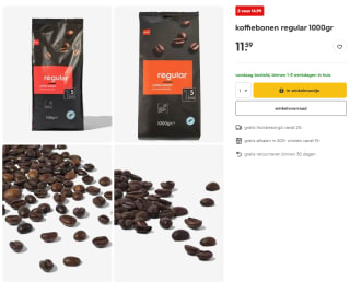 2 kg Hema koffiebonen Regular voor €14,99 bij Hema