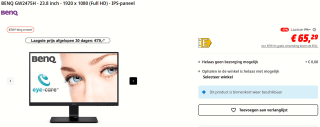 BenQ GW2475H monitor voor €65,29 bij de MediaMarkt