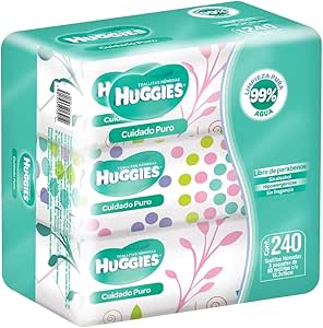Huggies Cuidado Puro Toallitas Húmedas para Bebé 240 por $136 en Amazon