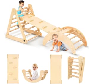 Triángulo de escalada para niños Plegable 3 Piezas con Rampa y Arco Balancín por solo 93,50€
