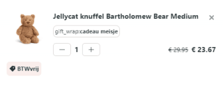 21% korting op Jellycat knuffels via PSikhouvanjou
