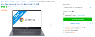 ACER Chromebook Plus 515 CB515-2H-32UH - 15.6 inch voor €349 bij Coolblue