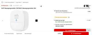 Eufy bewegingssensor voor Eufy Security alarmsysteem voor €19 bij de Mediamarkt in België