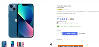 IPHONE 13 128GB por solo 715,59€.