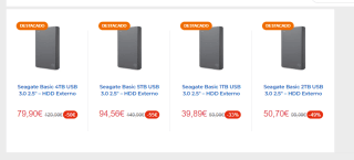 Chollazo Discos duros Externos Seagate desde 39,89€