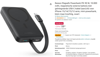 Baseus 30w 10,000mAh powerbank voor €25 met Amazon Prime
