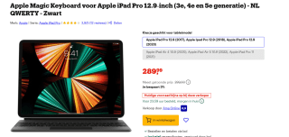 Magic Keyboard 12.9-inch iPad Pro (5e gen) voor €289,99 bij Bol.