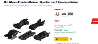 Hot Wheels Premium Batman - Speelset met 5 Speelgoed Auto's voor €19,12 bij Bol