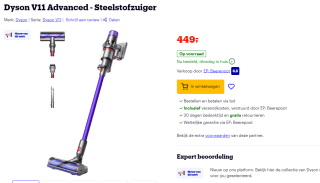 Dyson V11 Advanced - Steelstofzuiger voor €449 bij Bol.com