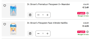 1+1 gratis op Dr. Brown's producten bij de Etos