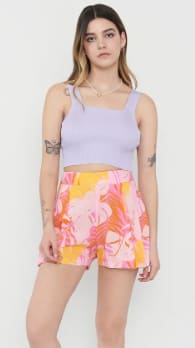 Short Evase Rosado Print con pinzas para mujer por $5.000