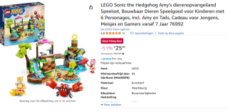 LEGO Sonic the Hedgehog Amy's dierenopvangeiland voor €25,99 bij Amazon
