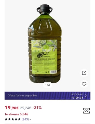 Olivoliva Aceite suave 5 litros de Orujo de oliva por 13,93€.