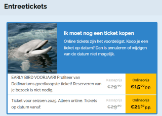 Dolfinarium tickets voor €15