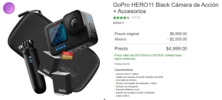 GoPro HERO11 Black Cámara + Accesorios por $4,999 en Costco
