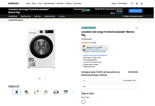 Lavadora Samsung Wifi 9Kg por solo 299€