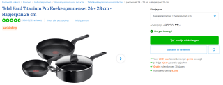 Set van 3 Tefal Hard Titanium Pro koekenpannen voor €99 bij Coolblue