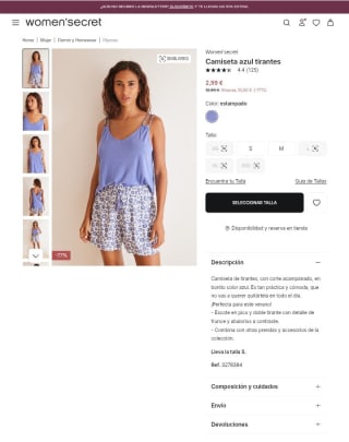 Camiseta azul de tirantes por 2,99€.