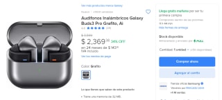 Audifonos Galaxy Buds3 Pro con descuento en Mercado Libre