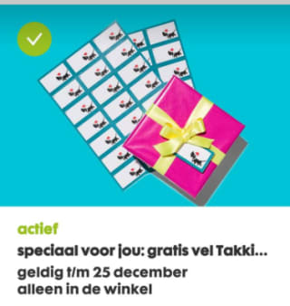 Gratis vel Takkie cadeaulabels bij de Hema via de app