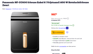 Panasonic airfryer NF-CC600AXE voor €98,80 bij Bol