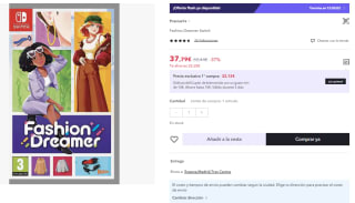 Juego Nintendo Switch Fashion Dreamer por 37.79€ (Cuenta Nueva 25.79€)