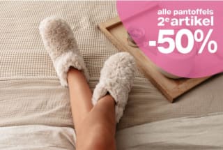 2e artikel -50% op alle pantoffels bij van Haren