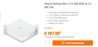 Ubiquiti UXG-Max - Gateway/controller voor €197,99 bij Nbb
