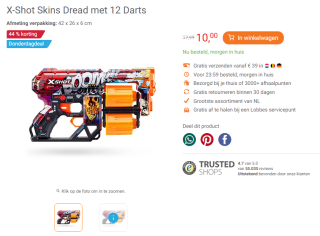 X-Shot Skins Dread met 12 Darts voor €10 bij Lobbes
