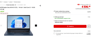 Acer Aspire Vero AV14-51-57LL laptop voor €536,33 bij Mediamarkt