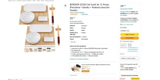 Set Sushi de 12 Piezas BERGNER Q3565 Porcelana + Bambu + Madera colección Foodies por 25,57€