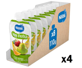 4 Packs Nestlé puré happy fruits 8 x 110g por 21.89€