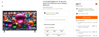 LG LED 43″ 43UA75006LA 4K Ultra HD Smart TV WebOS AirPlay2 por 299€ y la 55 pulgadas por 389€